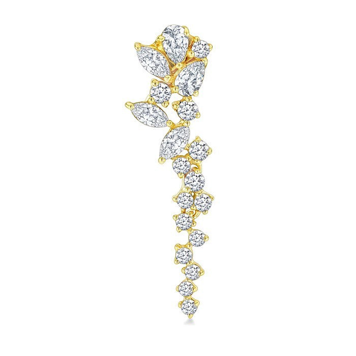 1 Ctw Mixed Shape Diamond Scatter Fashion Long Earrings in 14K Yellow Gold