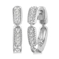 1/10 Ctw Lattice Long Hexagonal Pod Round Cut Diamond Huggie Petite Earrings in 10K White Gold