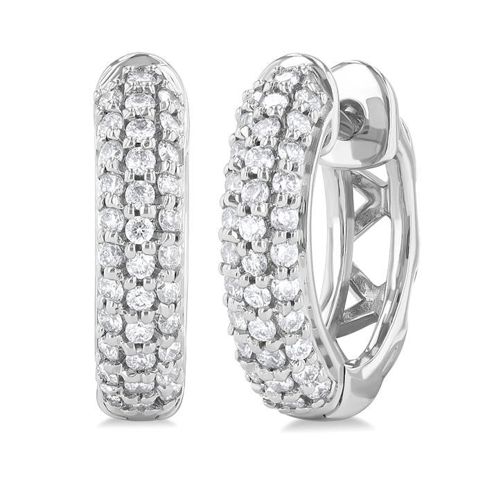 LinThOra 14K White Gold Diamond Pave Earrings