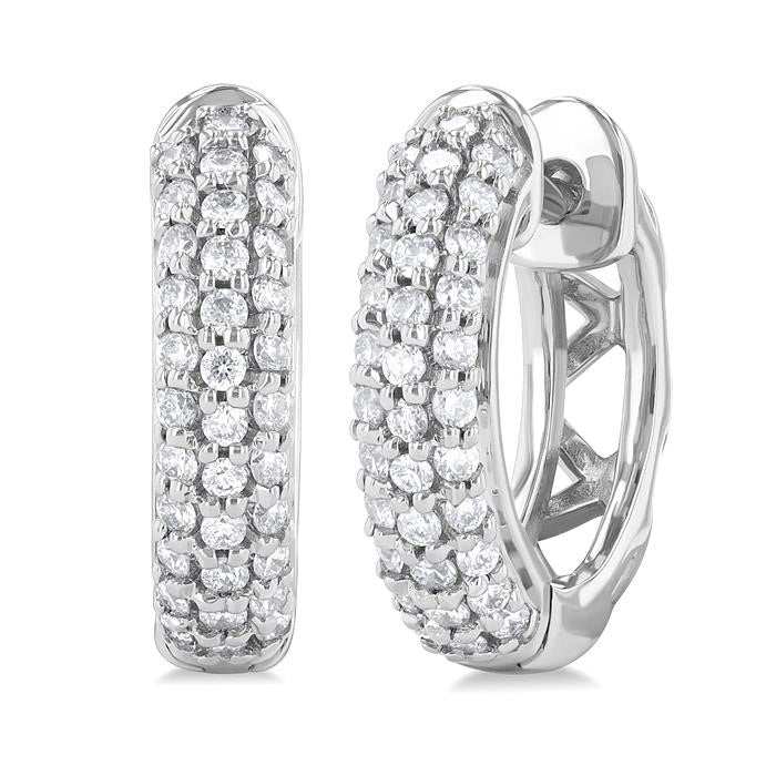 LinThOra 14K White Gold Diamond Pave Earrings
