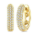 1/2 Ctw Triple Row Round Cut Diamond Fashion Huggies in 14K Yellow Gold