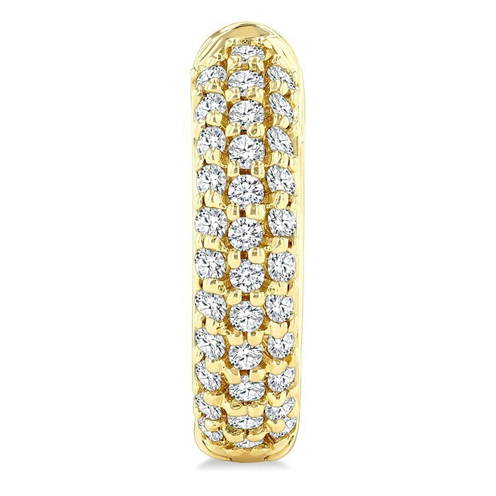 1/2 Ctw Triple Row Round Cut Diamond Fashion Huggies in 14K Yellow Gold