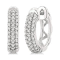 1/4 Ctw Petite Triple Row Round Cut Diamond Fashion Huggies in 10K White Gold