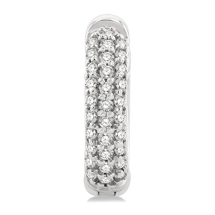 1/4 Ctw Petite Triple Row Round Cut Diamond Fashion Huggies in 10K White Gold