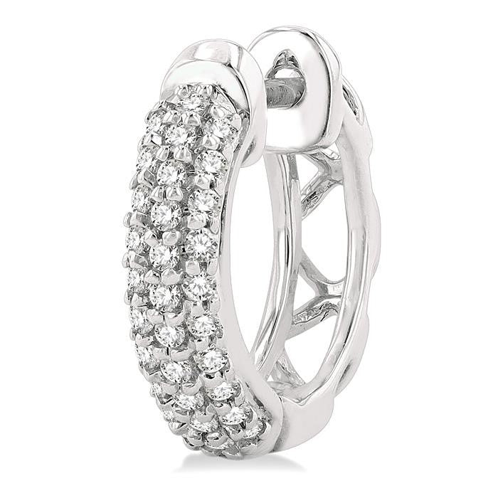 1/4 Ctw Petite Triple Row Round Cut Diamond Fashion Huggies in 10K White Gold