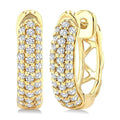 1/4 Ctw Petite Triple Row Round Cut Diamond Fashion Huggies in 10K Yellow Gold