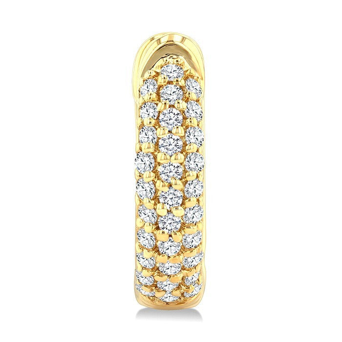 1/4 Ctw Petite Triple Row Round Cut Diamond Fashion Huggies in 10K Yellow Gold