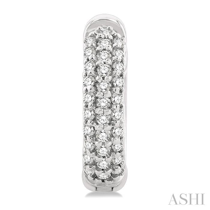 1/4 Ctw Petite Triple Row Round Cut Diamond Fashion Huggies in 10K White Gold