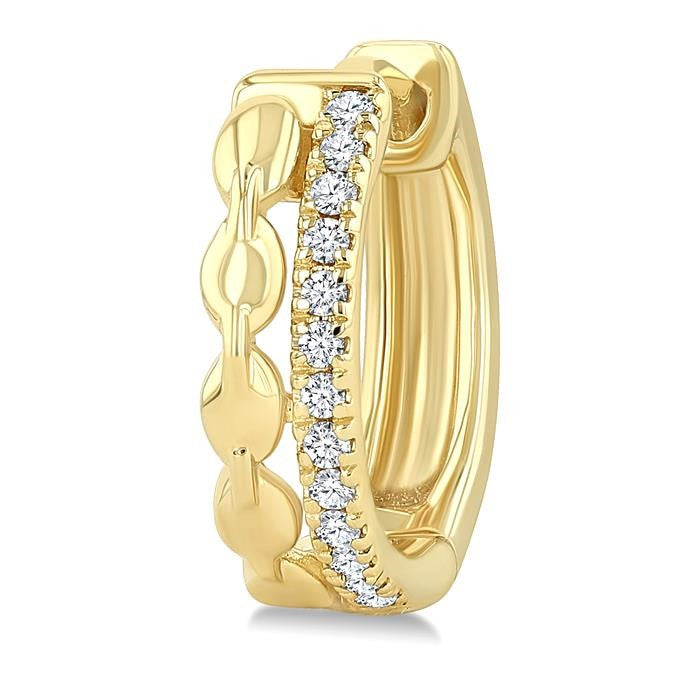 1/10 Ctw Round Cut Diamond Petite Huggie Earrings in 10K Yellow Gold