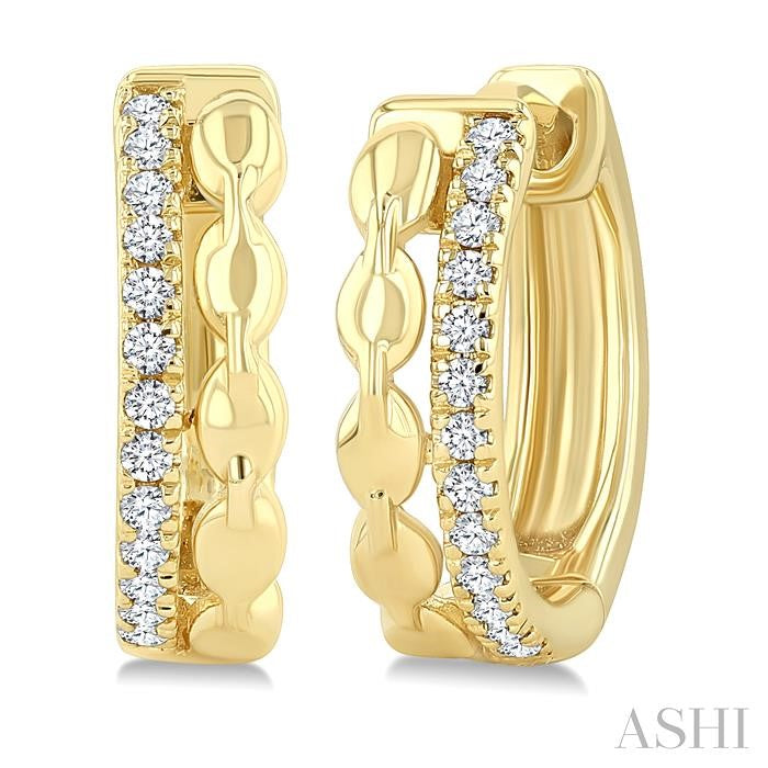 1/10 Ctw Round Cut Diamond Petite Huggie Earrings in 10K Yellow Gold
