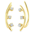 1/10 Ctw Round Cut Diamond Fashion Ear Climbers in 10K Yellow Gold