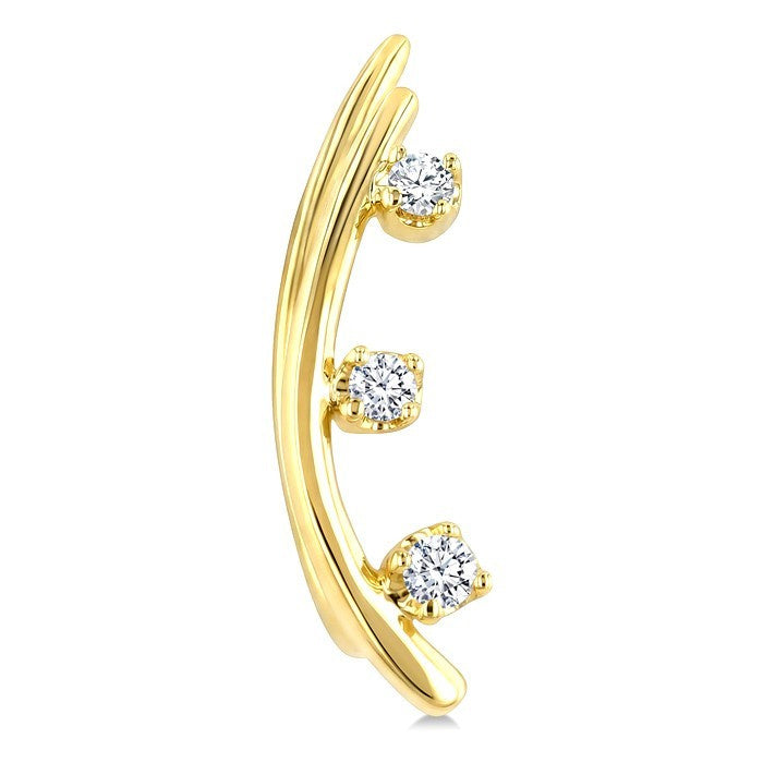 1/10 Ctw Round Cut Diamond Fashion Ear Climbers in 10K Yellow Gold