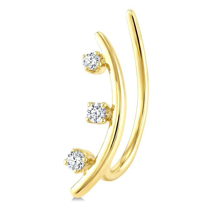 1/10 Ctw Round Cut Diamond Fashion Ear Climbers in 10K Yellow Gold