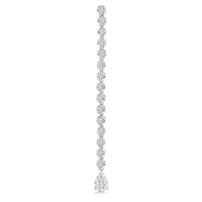 1 1/4 Ctw Shine Bright Pear Shape Dangle Tip Round Cut Diamond Fashion Long Earrings in 14K White Gold