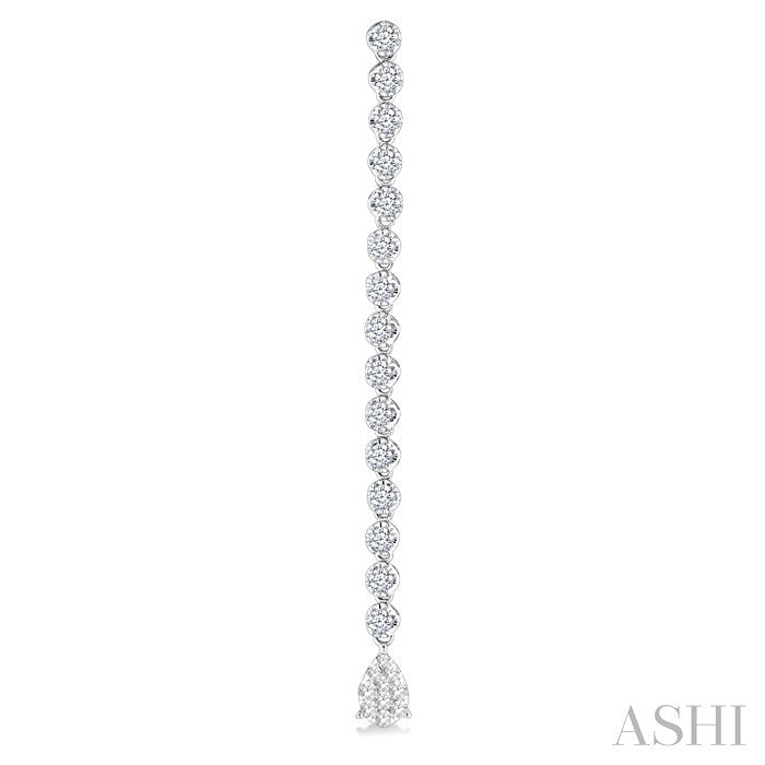 1 1/4 Ctw Shine Bright Pear Shape Dangle Tip Round Cut Diamond Fashion Long Earrings in 14K White Gold