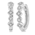1/10 Ctw Circular & Rhombus Mount Round Cut Diamond Huggie Petite Earrings in 10K White Gold