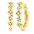 1/10 Ctw Circular & Rhombus Mount Round Cut Diamond Huggie Petite Earrings in 10K Yellow Gold