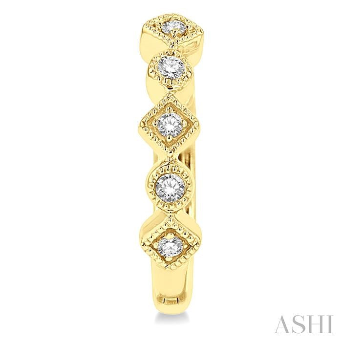 1/10 Ctw Circular & Rhombus Mount Round Cut Diamond Huggie Petite Earrings in 10K Yellow Gold
