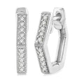 1/8 Ctw Petite Hexagon Round Cut Diamond Fashion Huggies in 10K White Gold