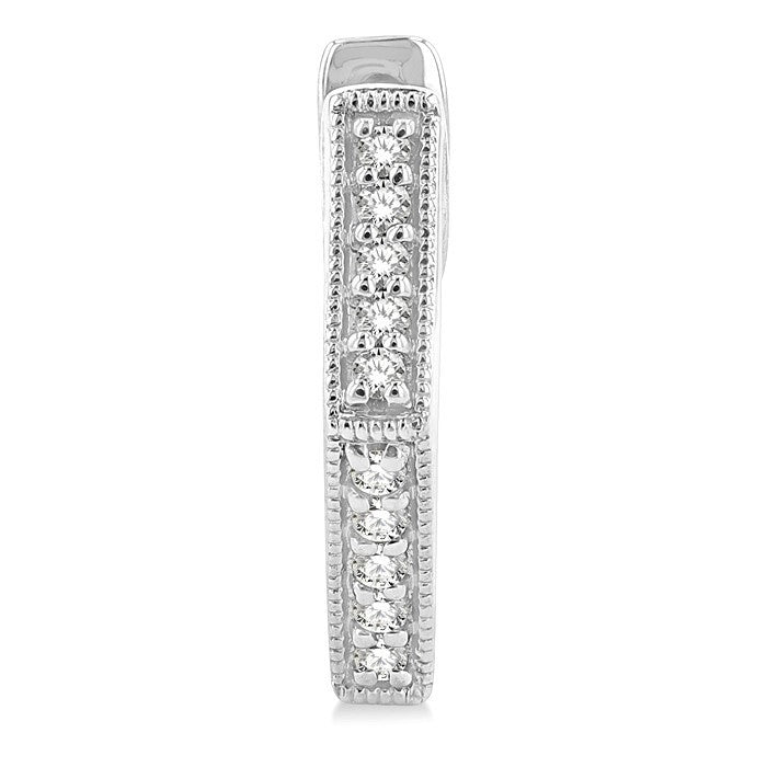 1/8 Ctw Petite Hexagon Round Cut Diamond Fashion Huggies in 10K White Gold