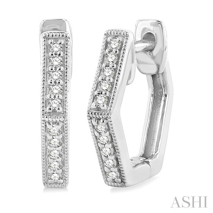 1/8 Ctw Petite Hexagon Round Cut Diamond Fashion Huggies in 10K White Gold