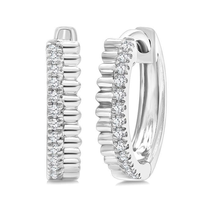 Petite Fluted Diamond Huggie Fashion Earrings