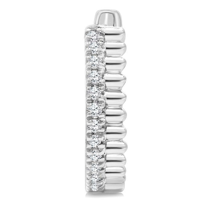 Petite Fluted Diamond Huggie Fashion Earrings