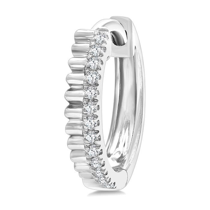 Petite Fluted Diamond Huggie Fashion Earrings