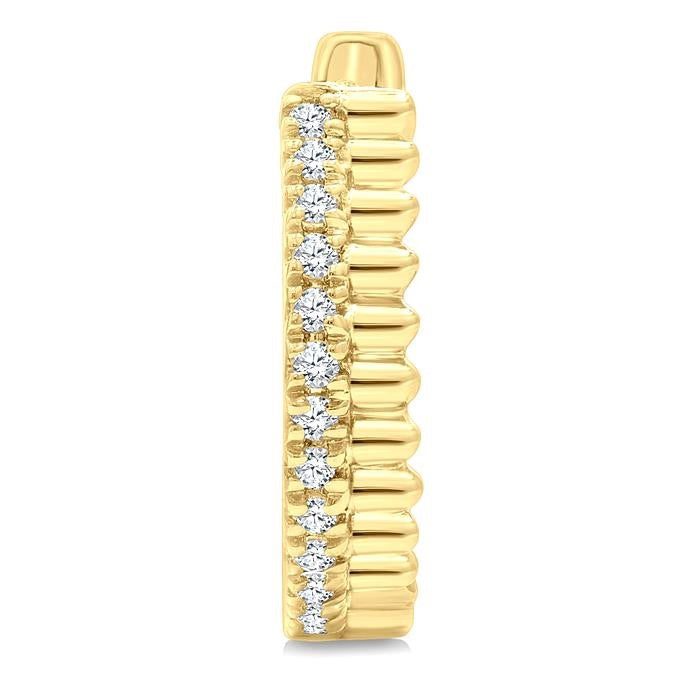 1/10 Ctw Fluted Round Cut Diamond Pirouette Petite Huggie Earrings in 10K Yellow Gold