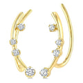 1/6 Ctw Round Cut Diamond Fashion Ear Climbers in 10K Yellow Gold