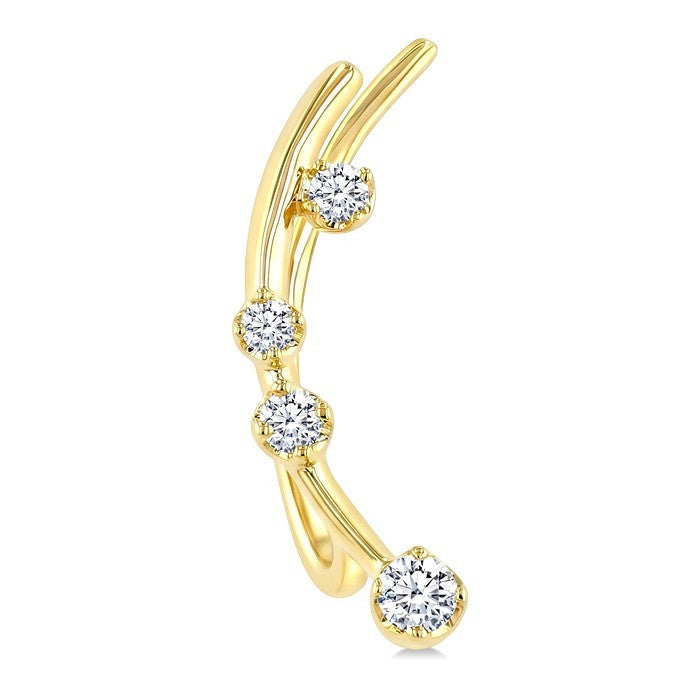 1/6 Ctw Round Cut Diamond Fashion Ear Climbers in 10K Yellow Gold