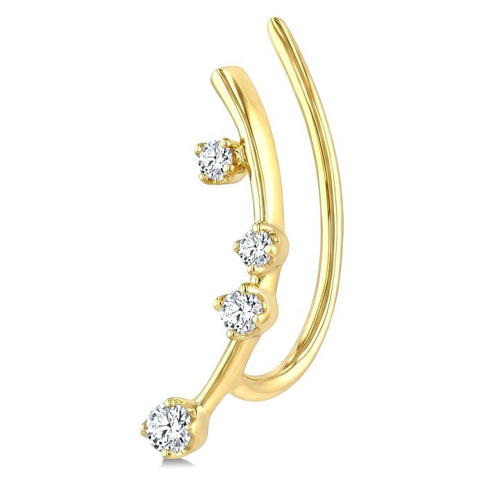 1/6 Ctw Round Cut Diamond Fashion Ear Climbers in 10K Yellow Gold