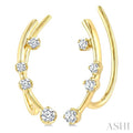 1/6 Ctw Round Cut Diamond Fashion Ear Climbers in 10K Yellow Gold