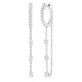 1/3 Ctw Round Cut Diamond Chain Dangler Hoop Earrings in 10K White Gold