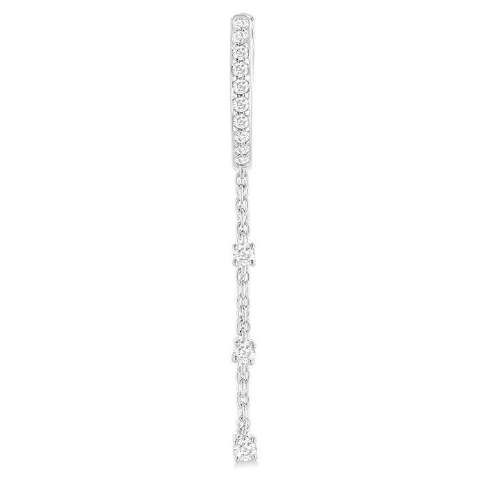 1/3 Ctw Round Cut Diamond Chain Dangler Hoop Earrings in 10K White Gold
