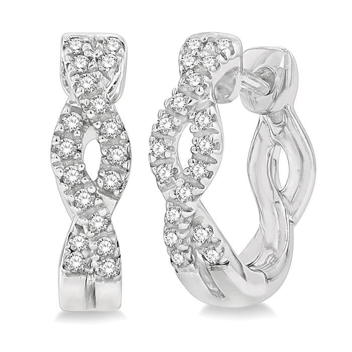 Swirl Petite Diamond Huggie Fashion Earrings