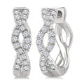 1/6 Ctw Entwined Round Cut Diamond Huggie Petite Earrings in 10K White Gold