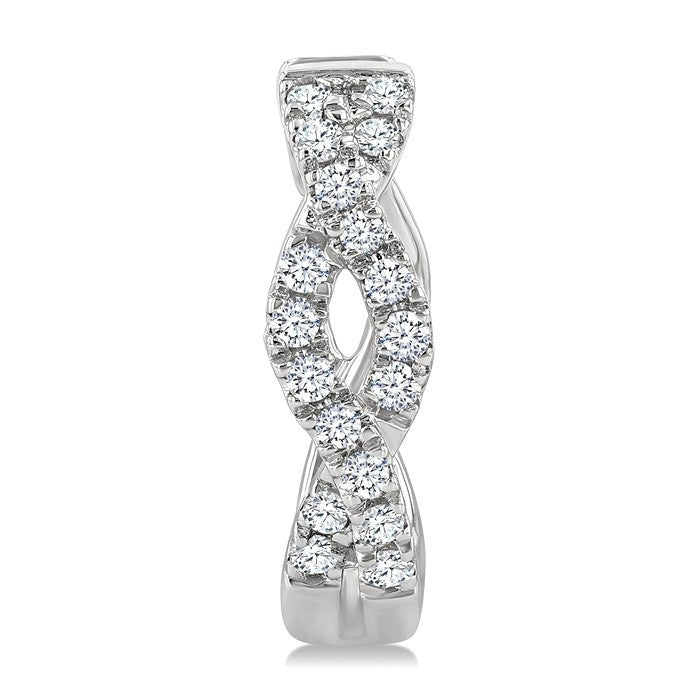 1/6 Ctw Entwined Round Cut Diamond Huggie Petite Earrings in 10K White Gold