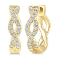 1/6 Ctw Entwined Round Cut Diamond Huggie Petite Earrings in 10K Yellow Gold