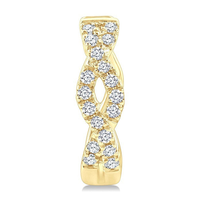 1/6 Ctw Entwined Round Cut Diamond Huggie Petite Earrings in 10K Yellow Gold