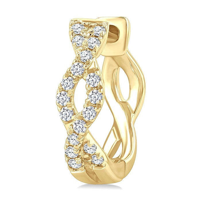 1/6 Ctw Entwined Round Cut Diamond Huggie Petite Earrings in 10K Yellow Gold