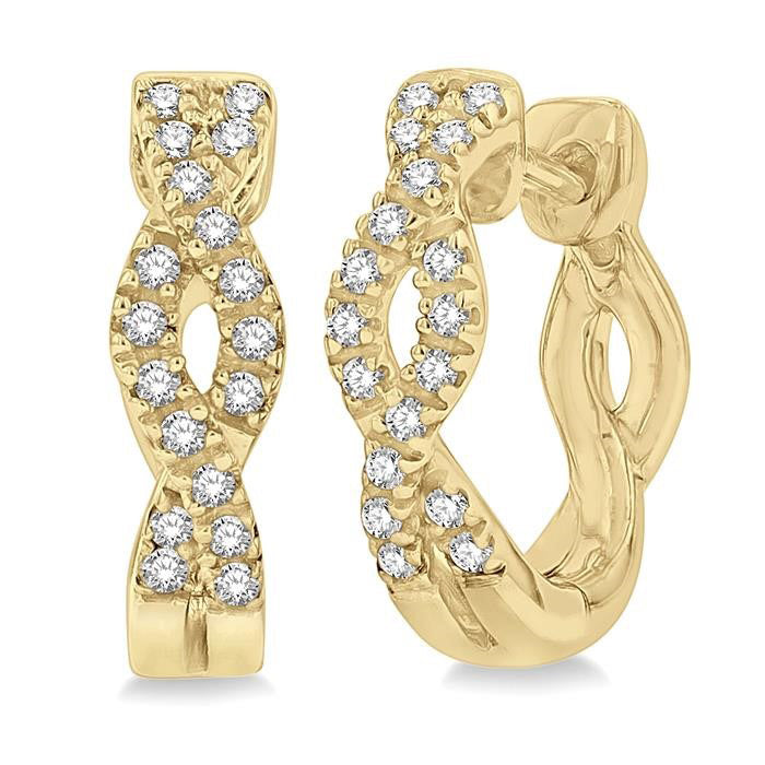 Swirl Petite Diamond Huggie Fashion Earrings