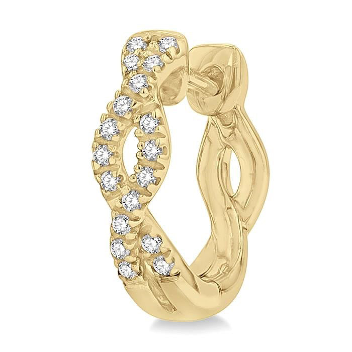 Swirl Petite Diamond Huggie Fashion Earrings