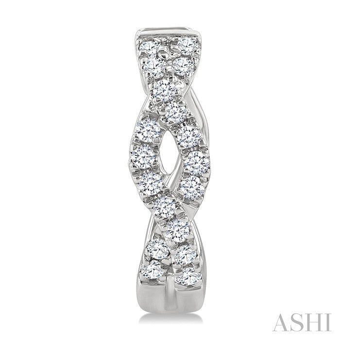 1/6 Ctw Entwined Round Cut Diamond Huggie Petite Earrings in 10K White Gold
