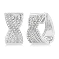 1/3 Ctw Petite Wide Criss Cross Rope and Round Cut Diamond Fashion Huggies in 14K White Gold