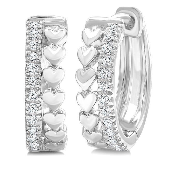 Heart Shape Petite Diamond Huggie Fashion Earrings