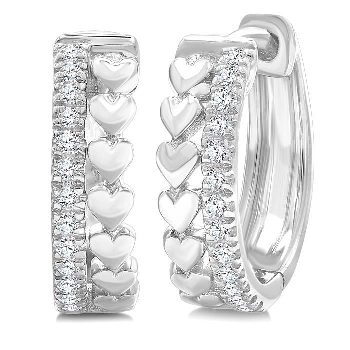 Heart Shape Petite Diamond Huggie Fashion Earrings