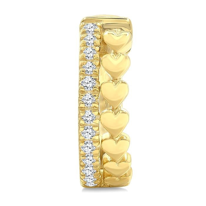 1/10 Ctw Round Cut Diamond Heart Petite Huggie Earrings in 10K Yellow Gold