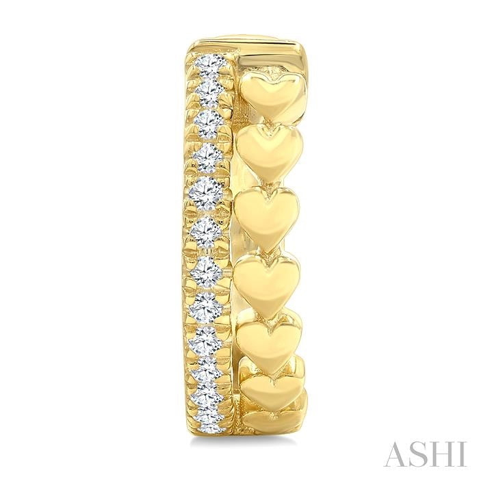 1/10 Ctw Round Cut Diamond Heart Petite Huggie Earrings in 10K Yellow Gold