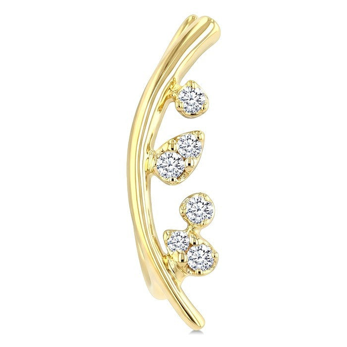 1/10 Ctw Round Cut Diamond Fashion Ear Climbers in 10K Yellow Gold